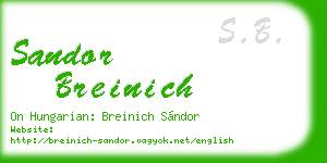 sandor breinich business card